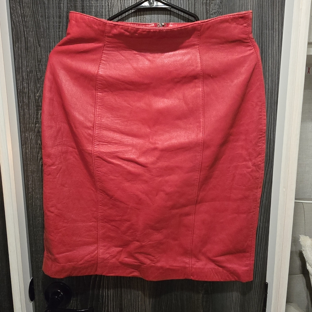 VTG Red Lambskin Skirt